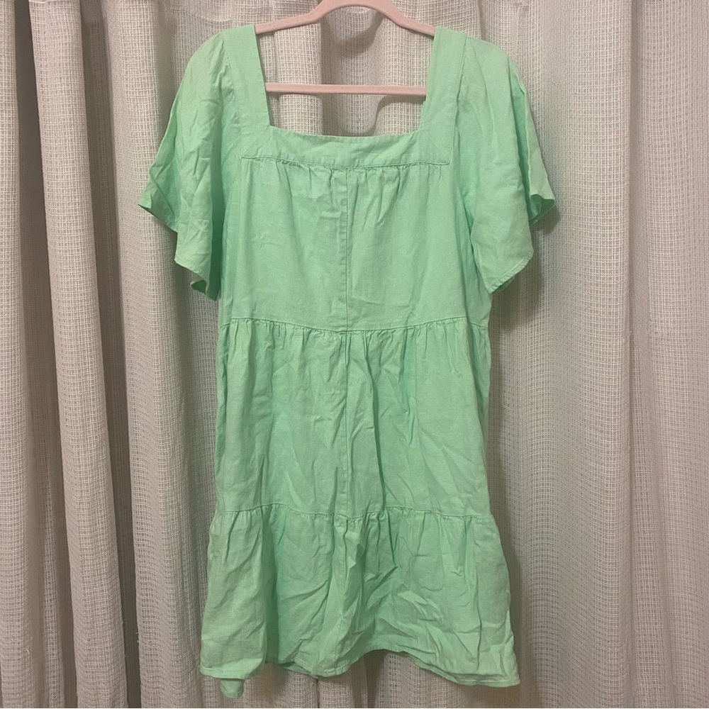 LOFT Mint Green Square Neck Tiered Dress - Picture 3 of 3